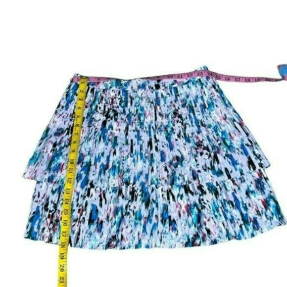 J. Crew Multicolor Watercolor Floral 2 Tier Zip Pleated Casual Mini Skirt Size 2 - Picture 7 of 10